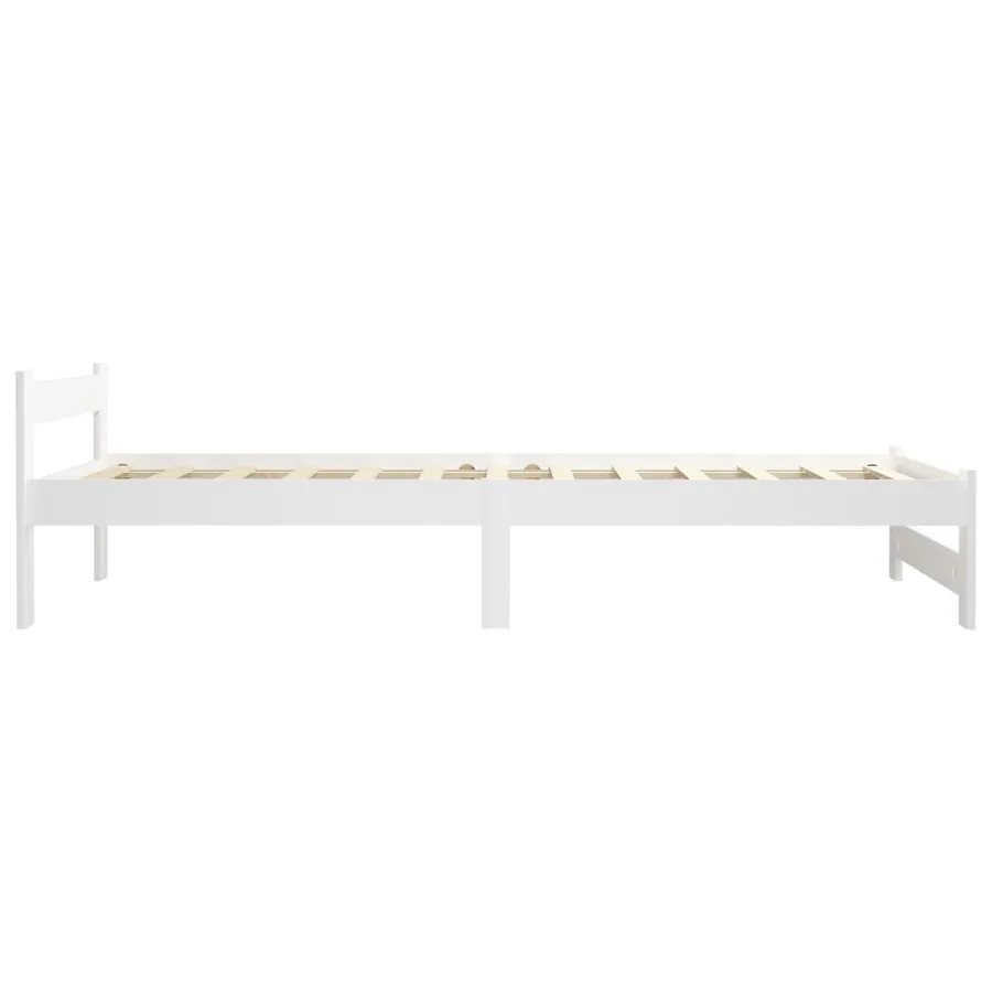 Cadre de lit sans matelas blanc bois de pin massif 90x200 cm - 4