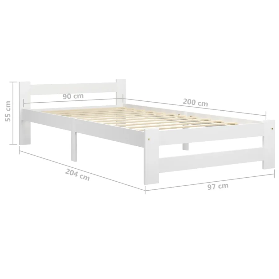 Cadre de lit sans matelas blanc bois de pin massif 90x200 cm - 6