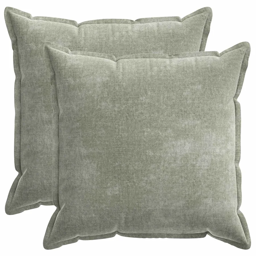 Housse de coussin 2 pcs HOUTEN Vert 80 x 80 cm Tissu Chenille