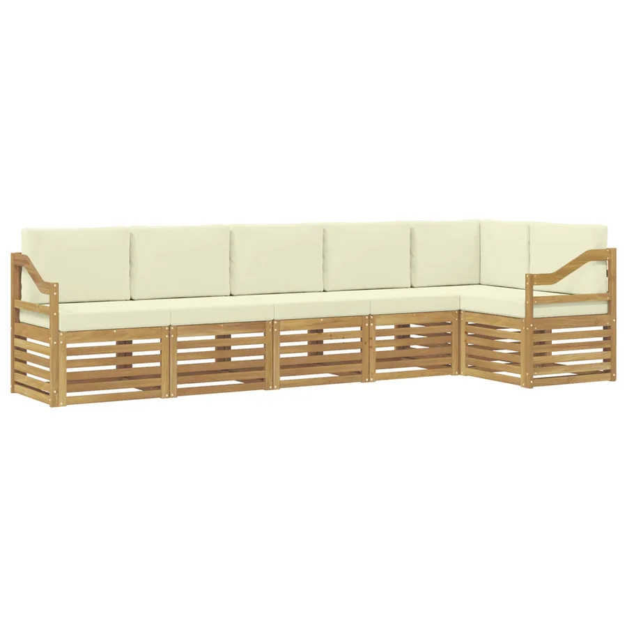 Ensemble de canapé d'angle avec coussin 6 pcs Blanc et crème - 2