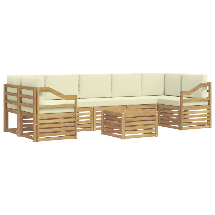 Ensemble de canapés d'extérieur 8 pcs Blanc et crème Polyester - 2