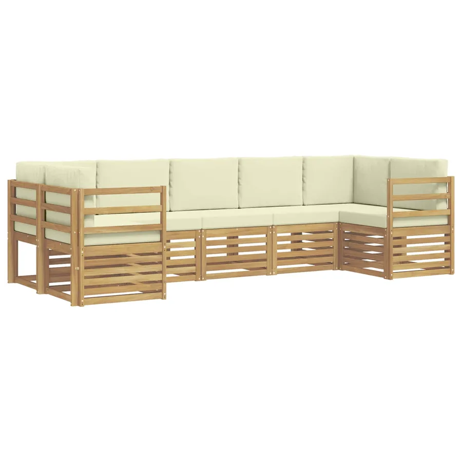 Ensemble de canapé d'angle 7 pcs Blanc et crème Polyester - 2