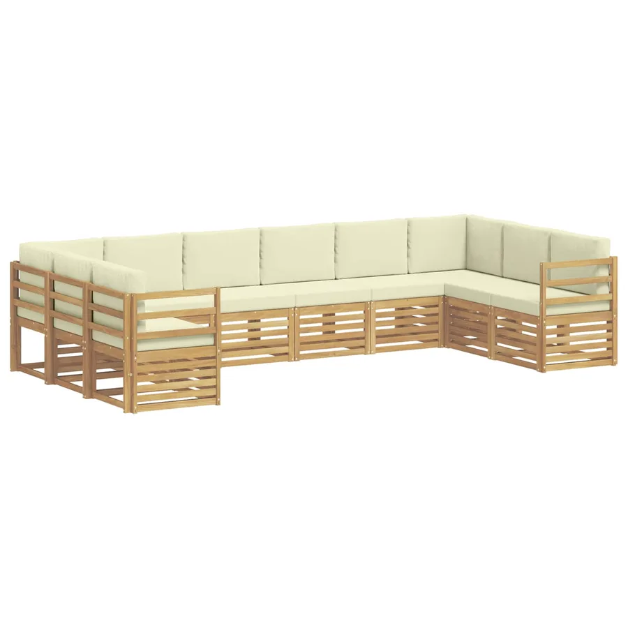 Ensemble de canapés d'extérieur 10 pcs Blanc et crème Polyester - 2