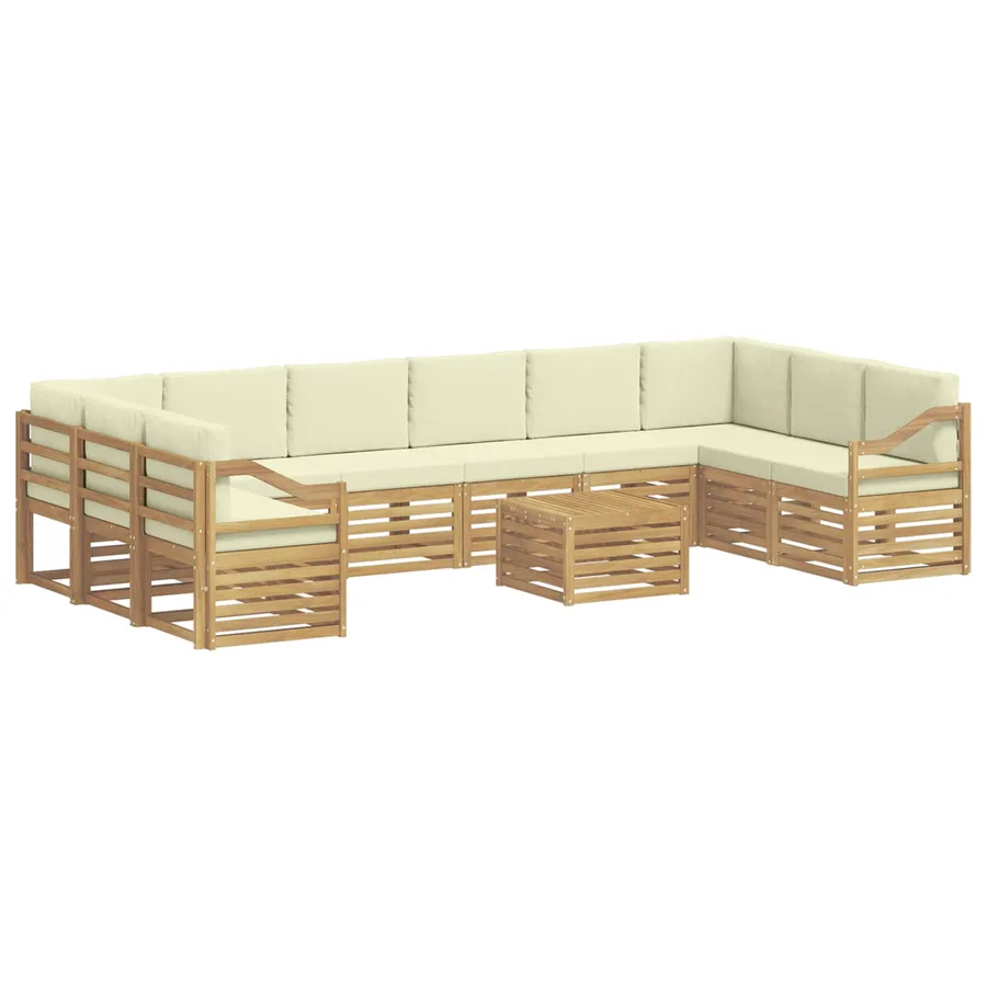 Ensemble de canapés d'extérieur 11 pcs Blanc et crème Polyester - 2