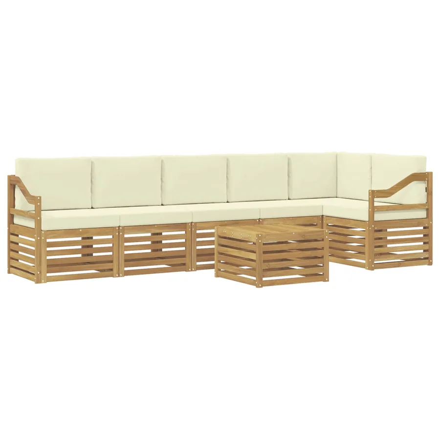 Ensemble de canapé d'angle avec coussin 7 pcs Blanc et crème - 2