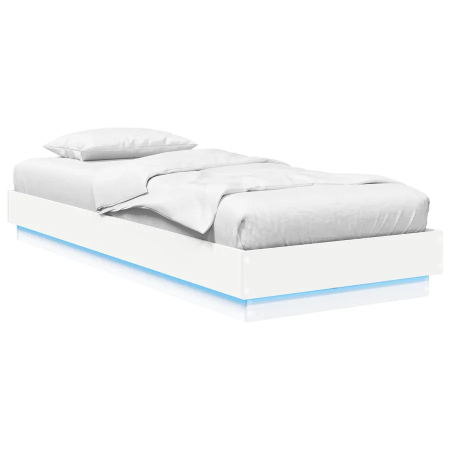 Cadre de lit avec LED Blanc 80 x 200 cm Bois d'ingénierie - 2