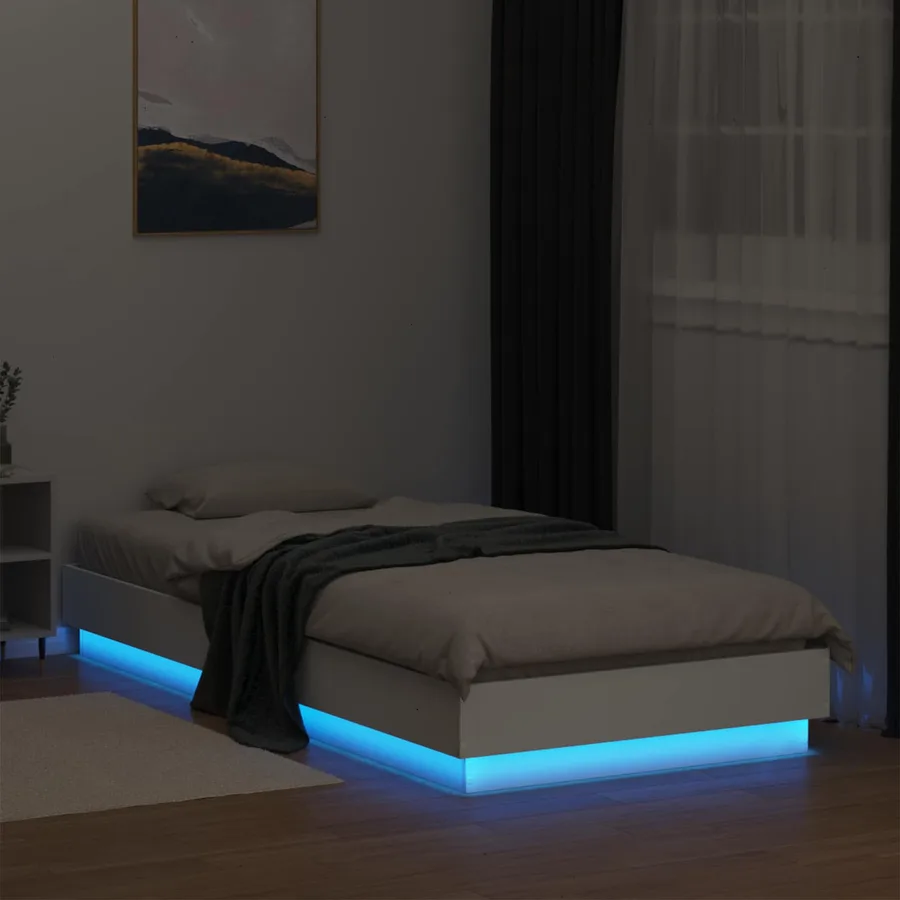 Cadre de lit avec LED Blanc 80 x 200 cm Bois d'ingénierie - 3
