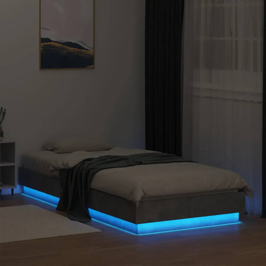 Cadre de lit avec LED Gris béton 80 x 200 cm Bois d'ingénierie - 3