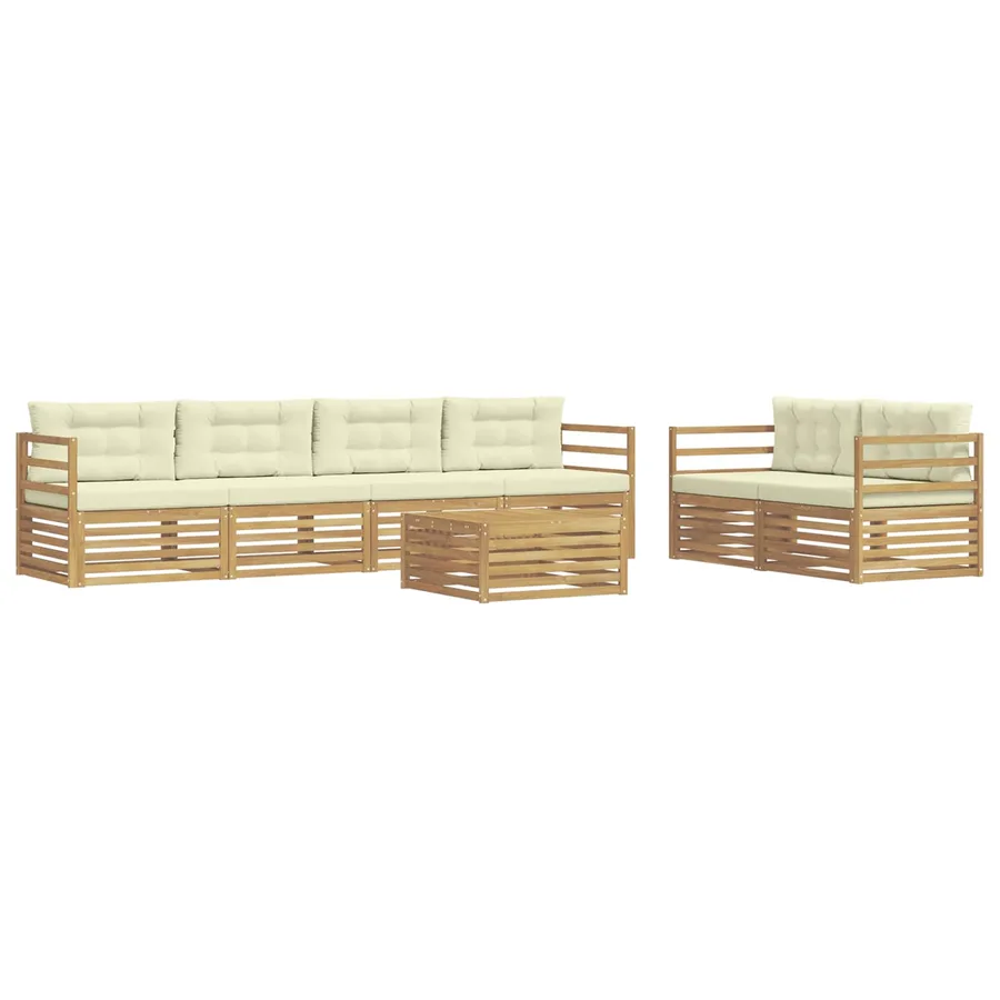 Ensemble de canapés d'extérieur 7 pc Blanc et crème Polyester - 2