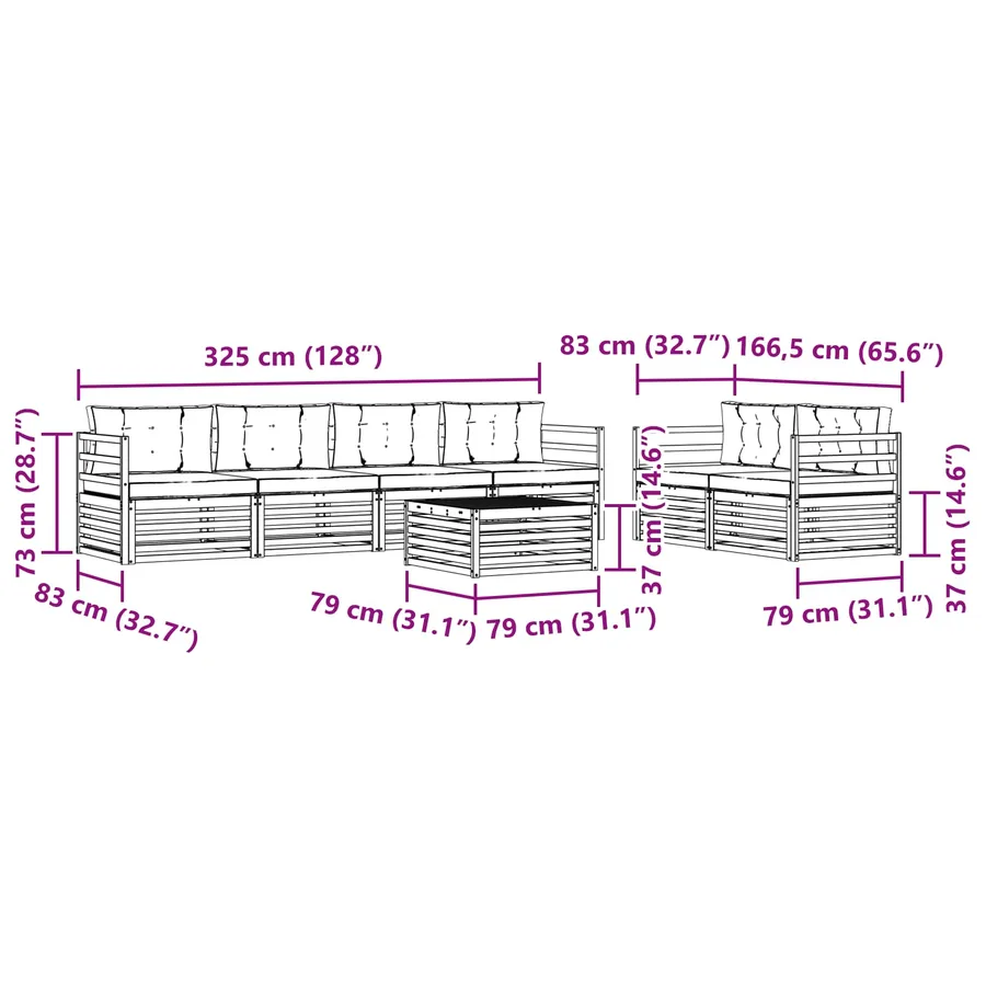 Ensemble de canapés d'extérieur 7 pc Blanc et crème Polyester - 7