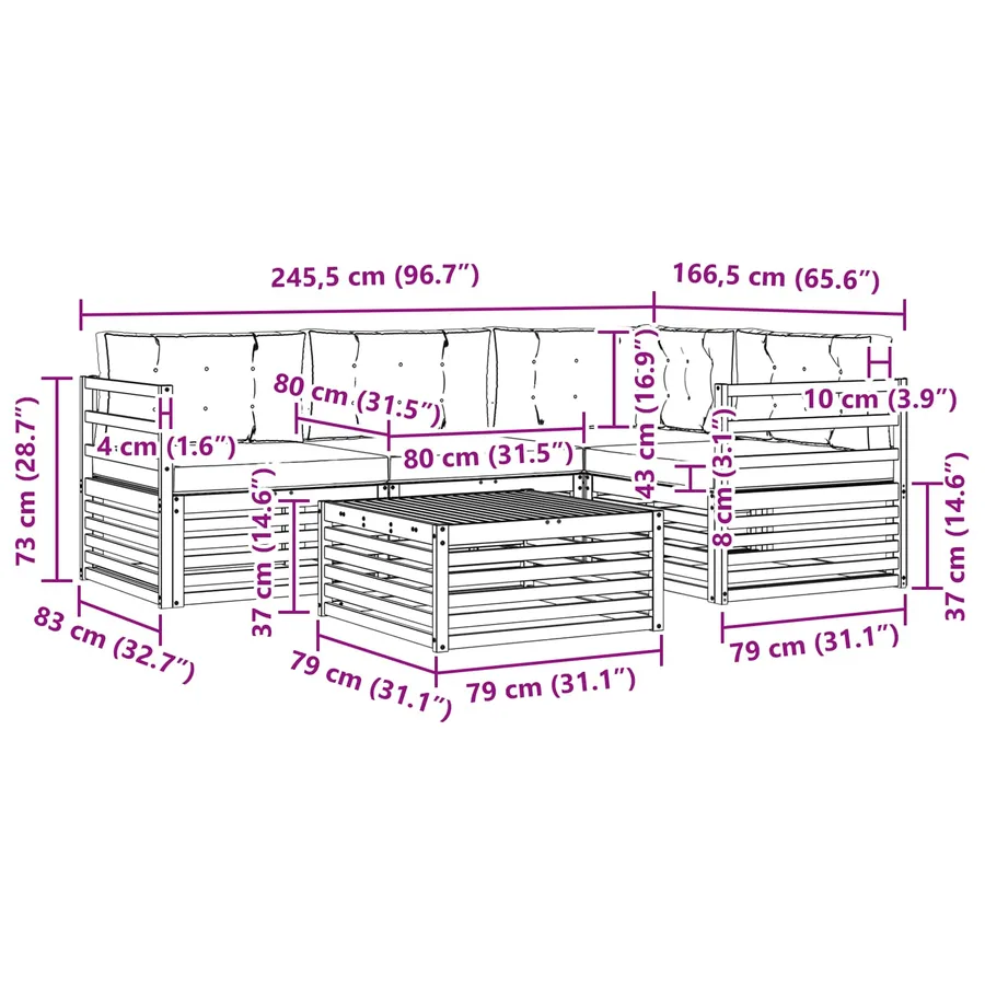 Ensemble de canapés d'extérieur 5 pc - 7
