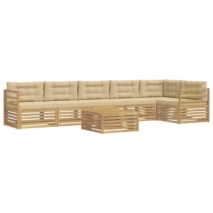 Ensemble de canapés d'extérieur 7 pc Blanc et Beige Polyester - 2