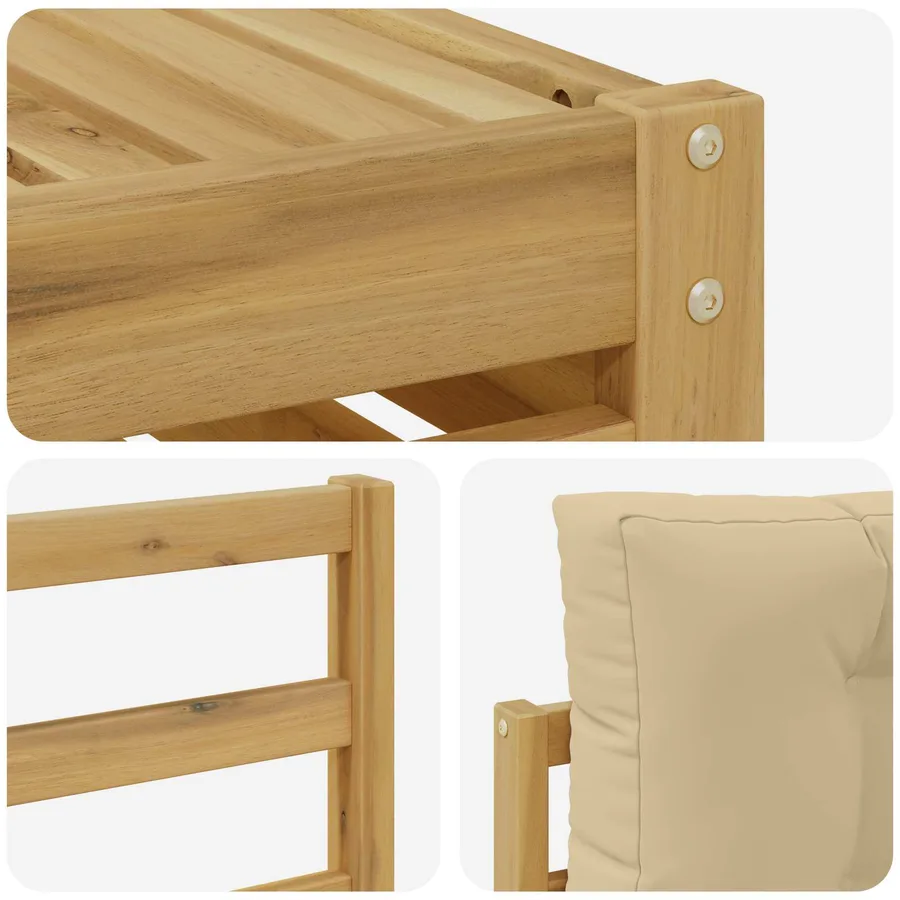 Ensemble de canapés d'extérieur 7 pc Blanc et Beige Polyester - 6