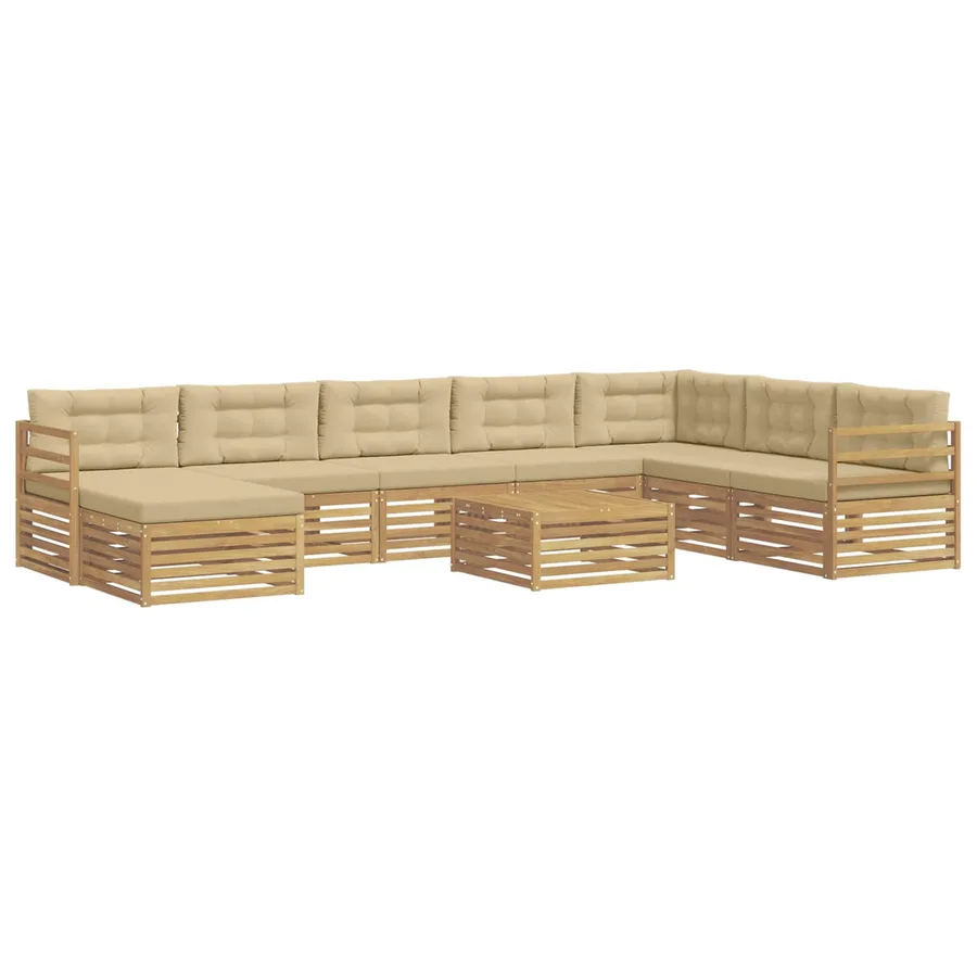 Ensemble de canapés d'extérieur 9 pc Blanc et Beige Polyester - 2