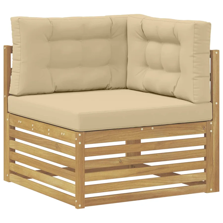 Ensemble de canapés d'extérieur 9 pc Blanc et Beige Polyester - 5