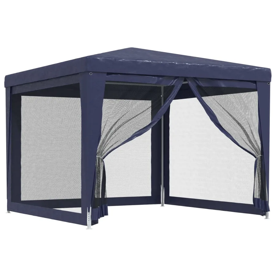 Tente de fête avec 4 parois latérales en maille Bleu 3x3 m PEHD - 2