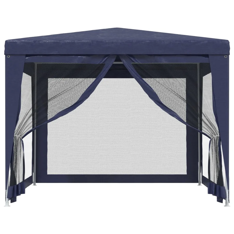 Tente de fête avec 4 parois latérales en maille Bleu 3x3 m PEHD - 3