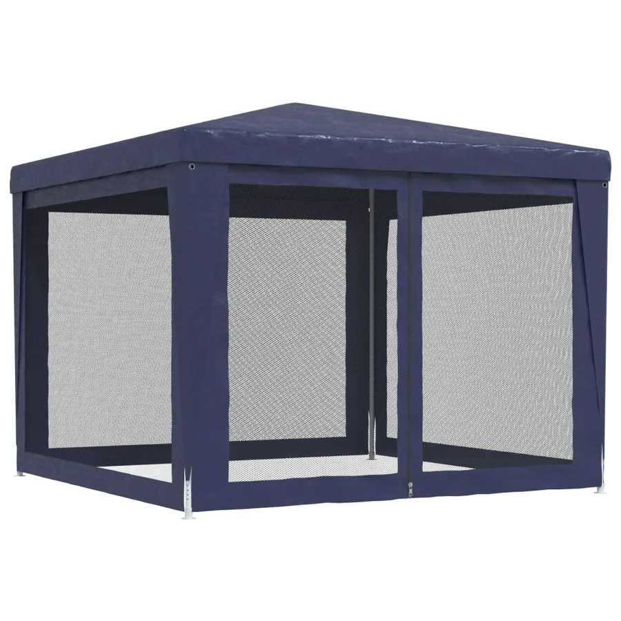 Tente de fête avec 4 parois latérales en maille Bleu 3x3 m PEHD - 5