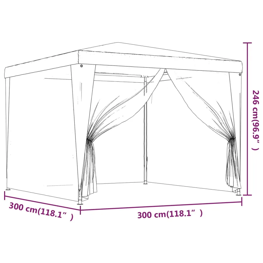 Tente de fête avec 4 parois latérales en maille Bleu 3x3 m PEHD - 7