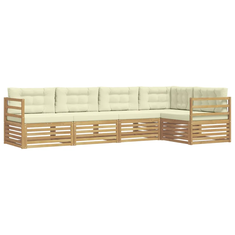 Ensemble de canapés d'extérieur 5 pc Blanc et crème Polyester - 2