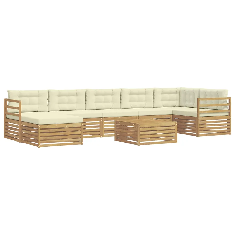 Ensemble de canapés d'extérieur 8 pc Blanc et crème Polyester - 2