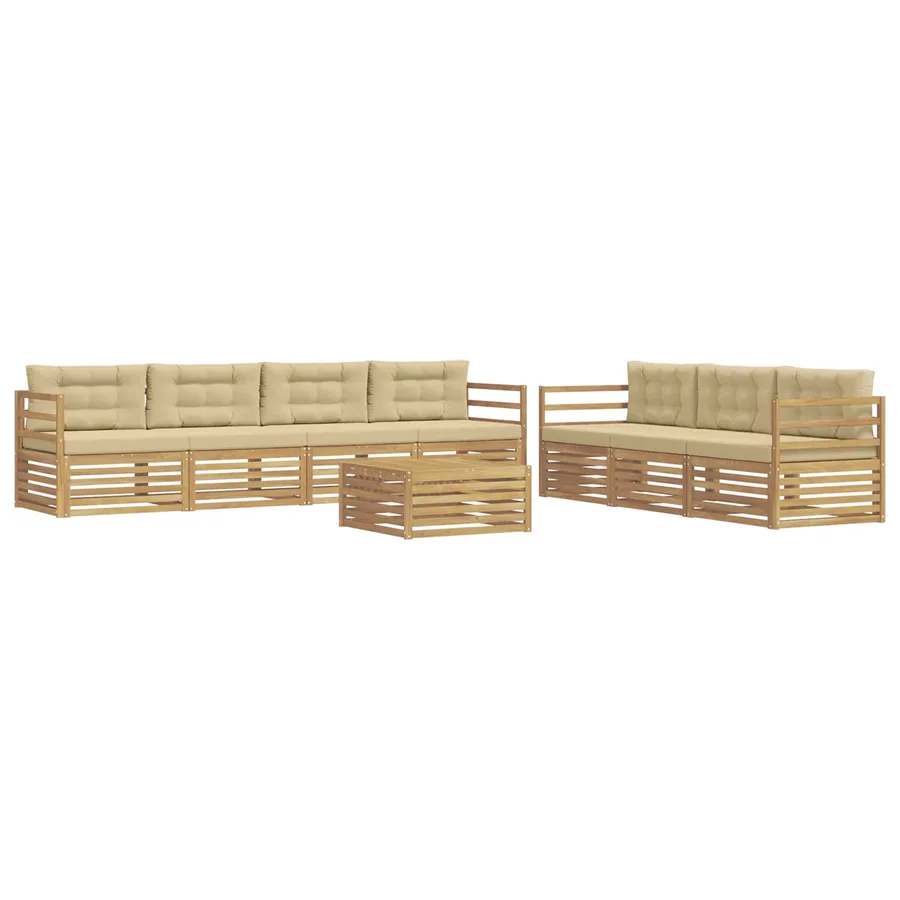 Ensemble de canapés d'extérieur 8 pc Blanc et Beige Polyester - 2