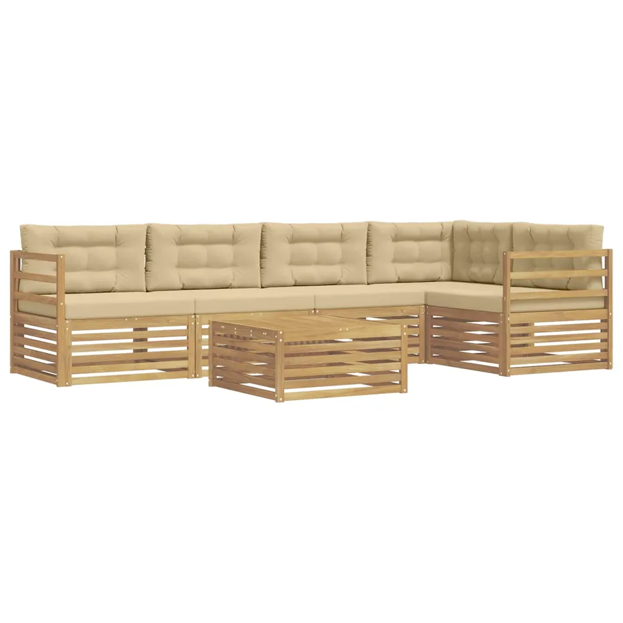 Ensemble de canapés d'extérieur 6 pc Blanc et Beige Polyester - 2