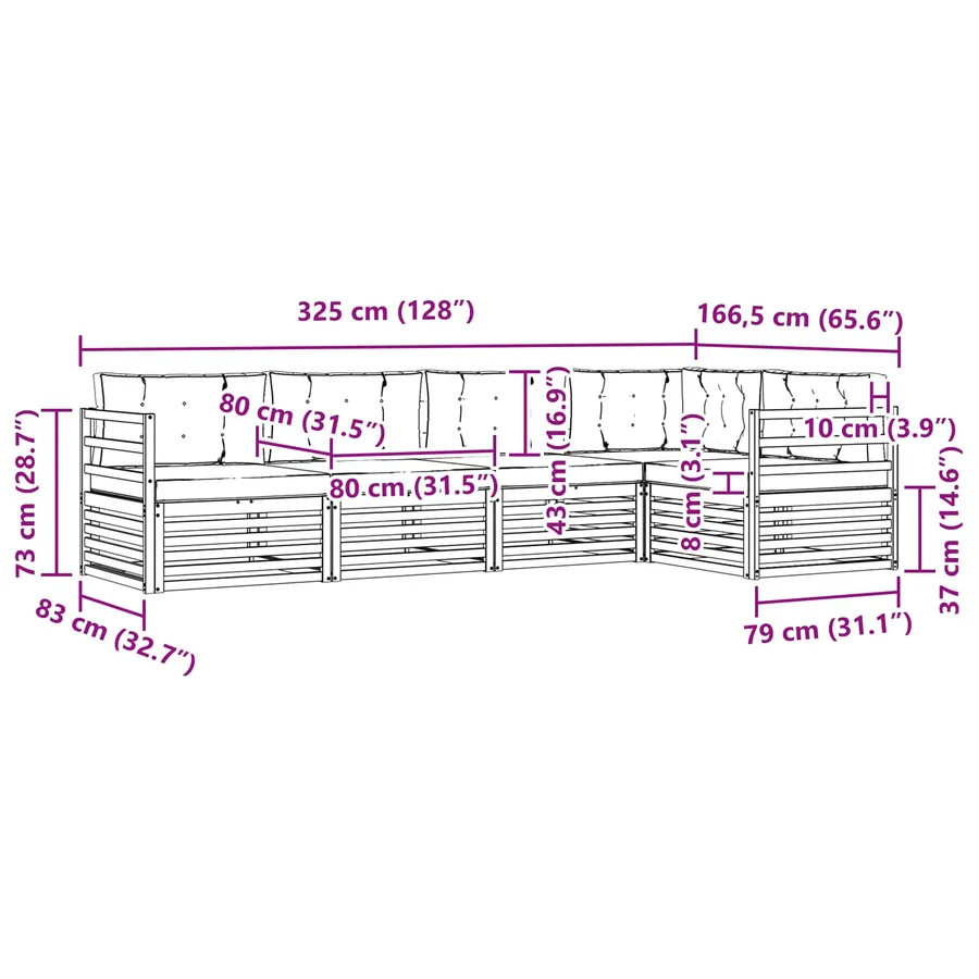 Ensemble de canapés d'extérieur 5 pc Blanc et anthracite - 8
