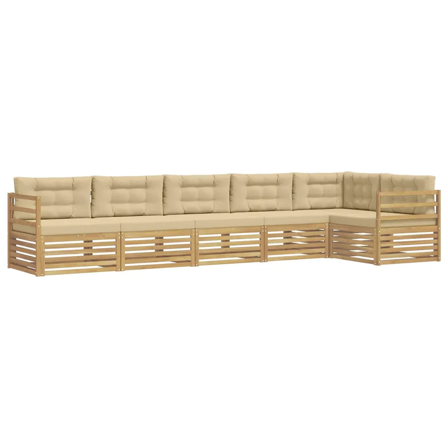 Ensemble de canapés d'extérieur 6 pc Blanc et Beige Polyester - 2