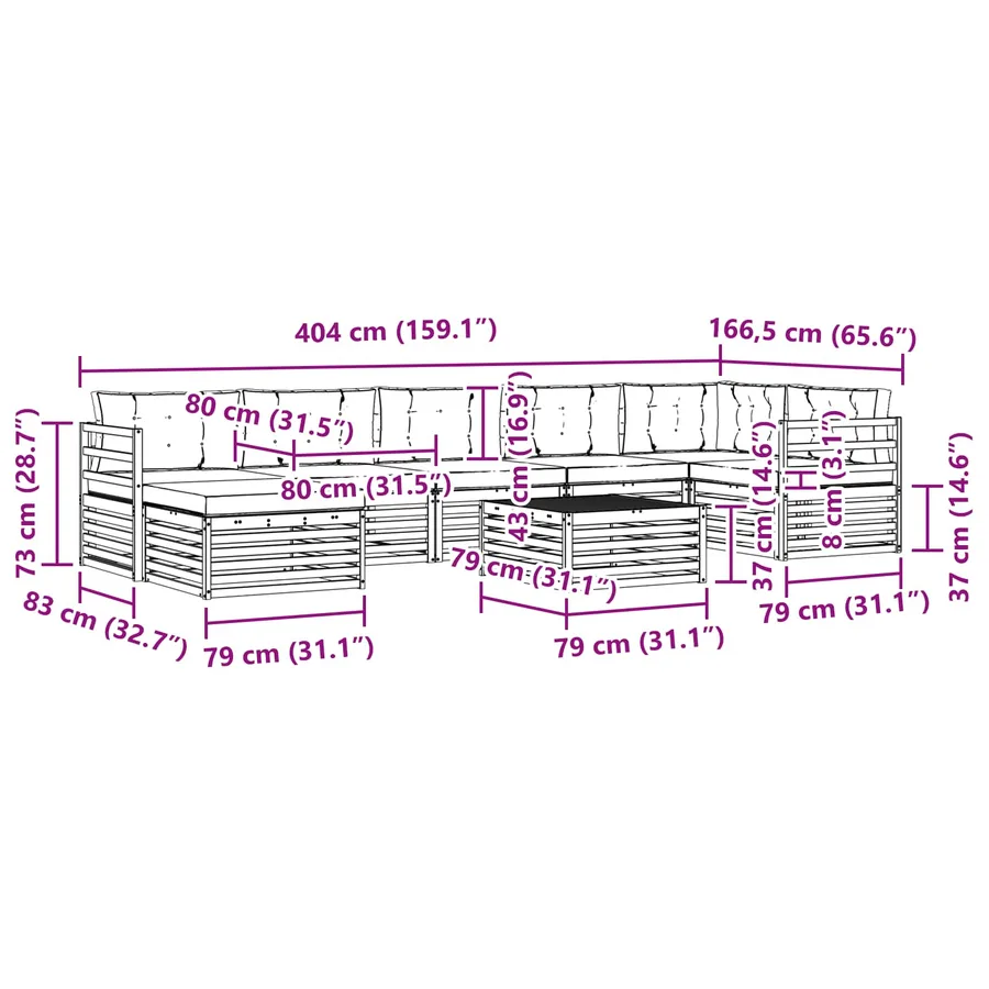 Ensemble de canapés d'extérieur 8 pc Blanc et anthracite - 9