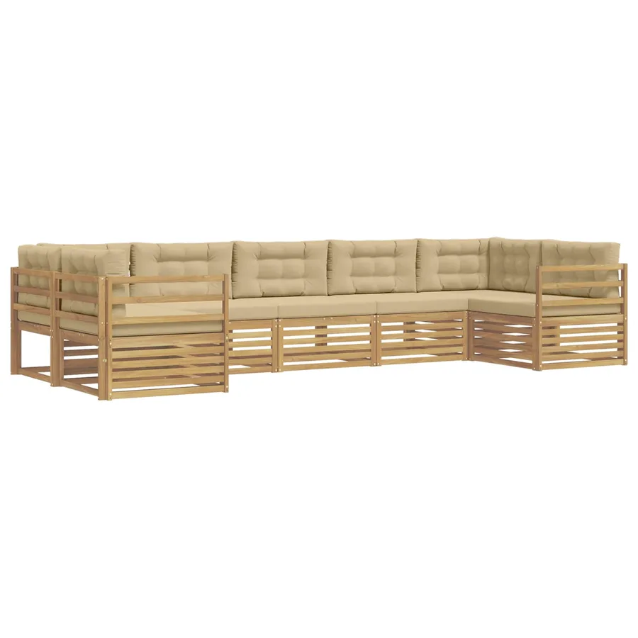 Ensemble de canapés d'extérieur 7 pc Blanc et Beige Polyester - 2