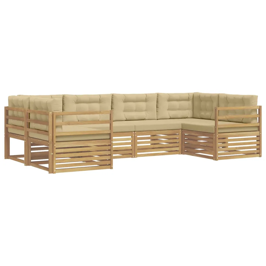 Ensemble de canapés d'extérieur 6 pc Blanc et Beige Polyester - 2