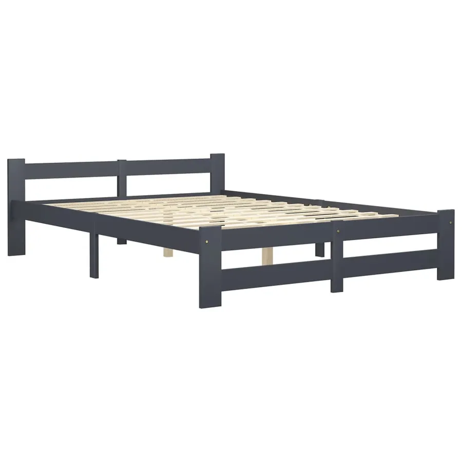 Cadre de lit sans matelas gris foncé pin massif 140x200 cm - 2