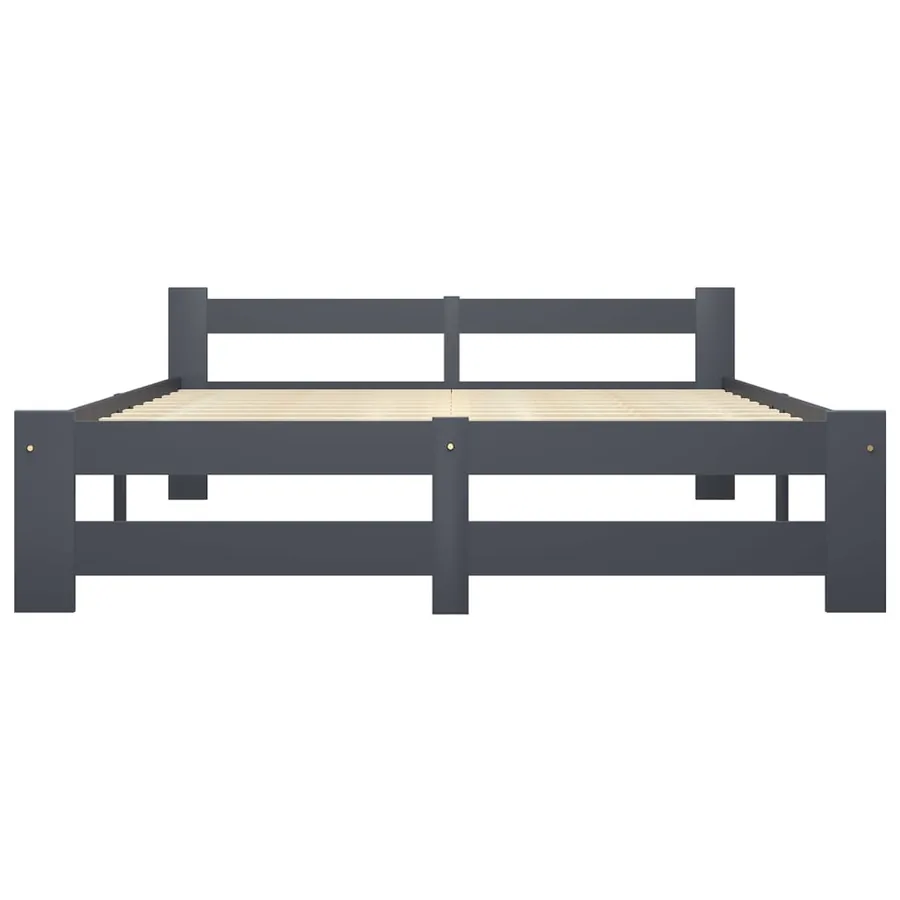 Cadre de lit sans matelas gris foncé pin massif 140x200 cm - 3