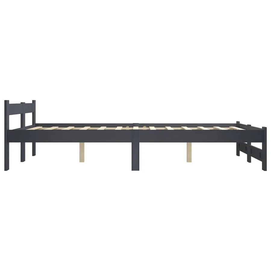 Cadre de lit sans matelas gris foncé pin massif 140x200 cm - 4
