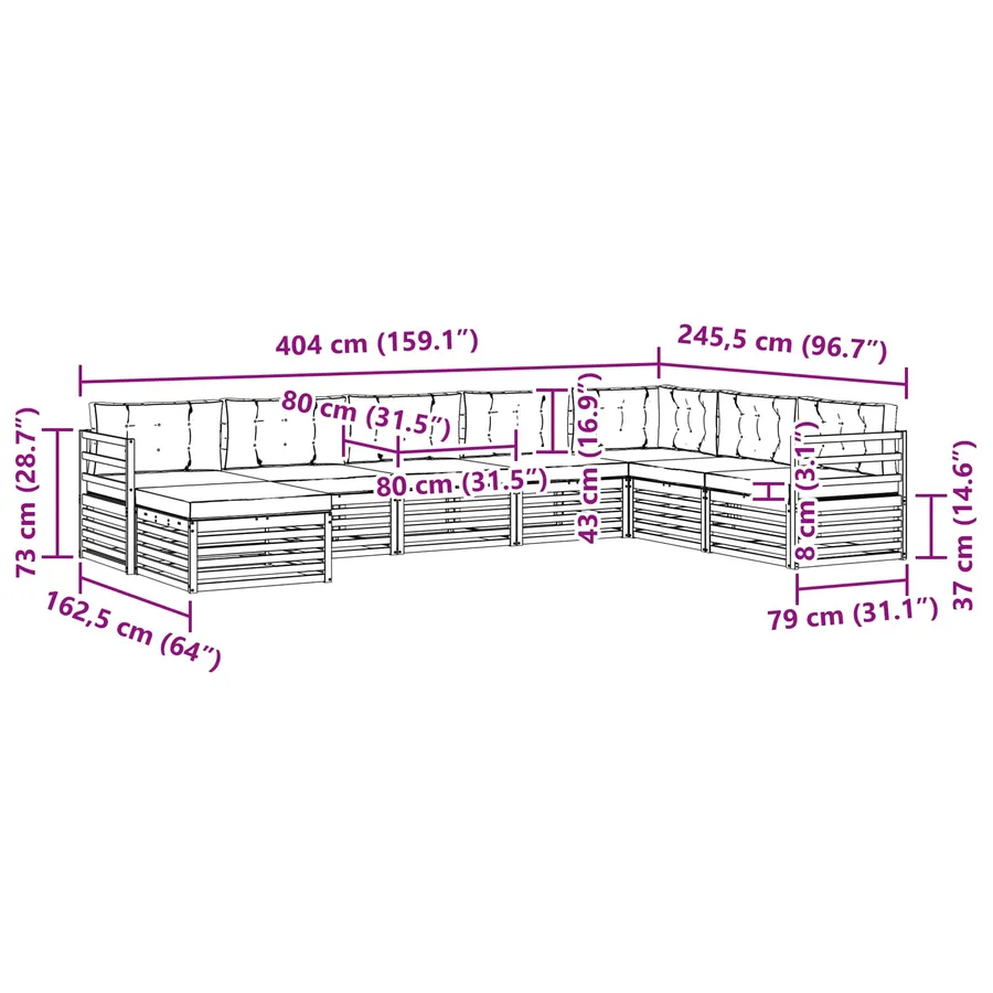 Ensemble de canapés d'extérieur 8 pc Blanc et Beige Polyester - 7