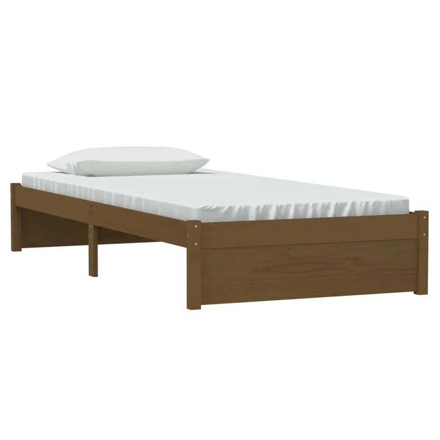 Cadre de lit sans matelas marron miel bois massif 90x190 cm - 3