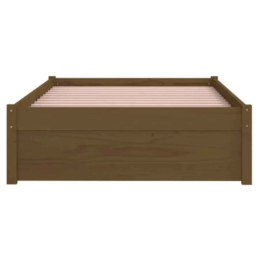 Cadre de lit sans matelas marron miel bois massif 90x190 cm - 5