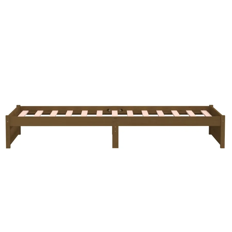 Cadre de lit sans matelas marron miel bois massif 90x190 cm - 6