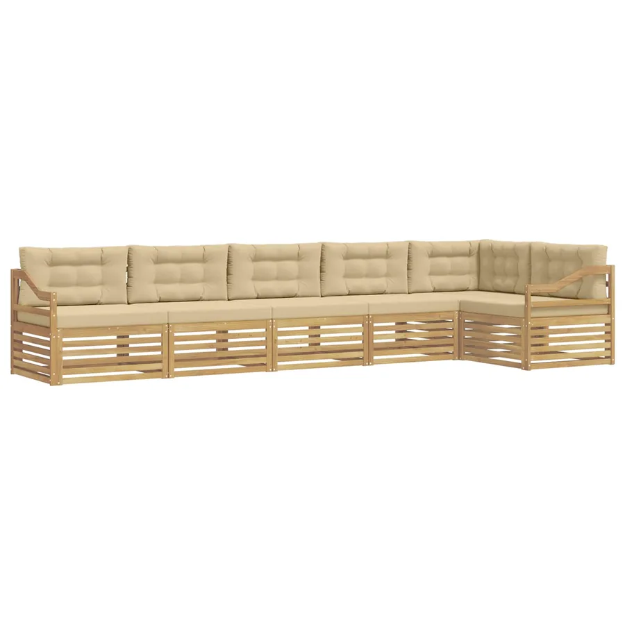 Ensemble de canapés d'extérieur 6 pc Blanc et Beige Polyester - 2