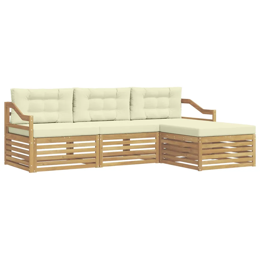 Ensemble de canapés d'extérieur 4 pc Blanc et crème Polyester - 2