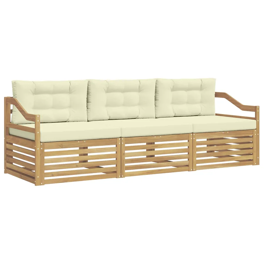 Ensemble de canapés d'extérieur 3 pc Blanc et crème Polyester - 2