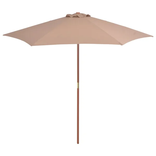 Parasol d'extérieur avec mât en bois 270 cm taupe