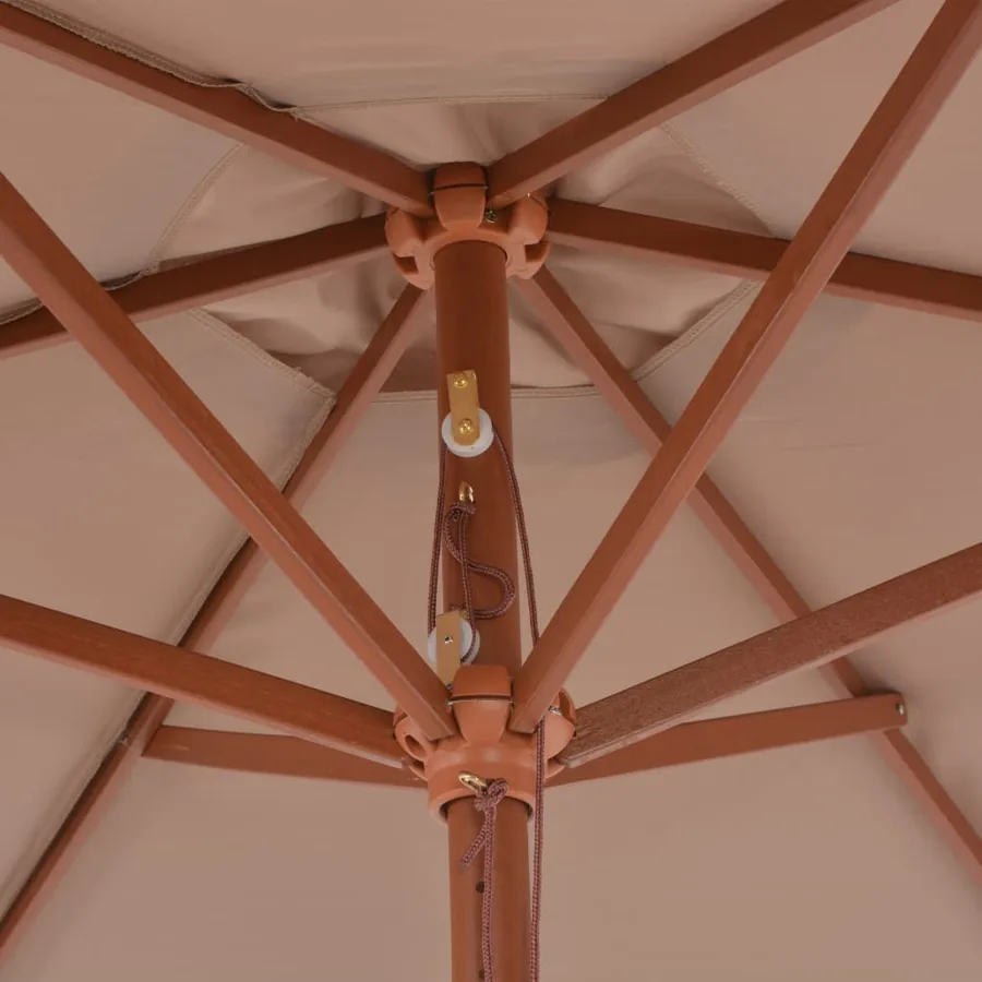 Parasol d'extérieur avec mât en bois 270 cm taupe - 5