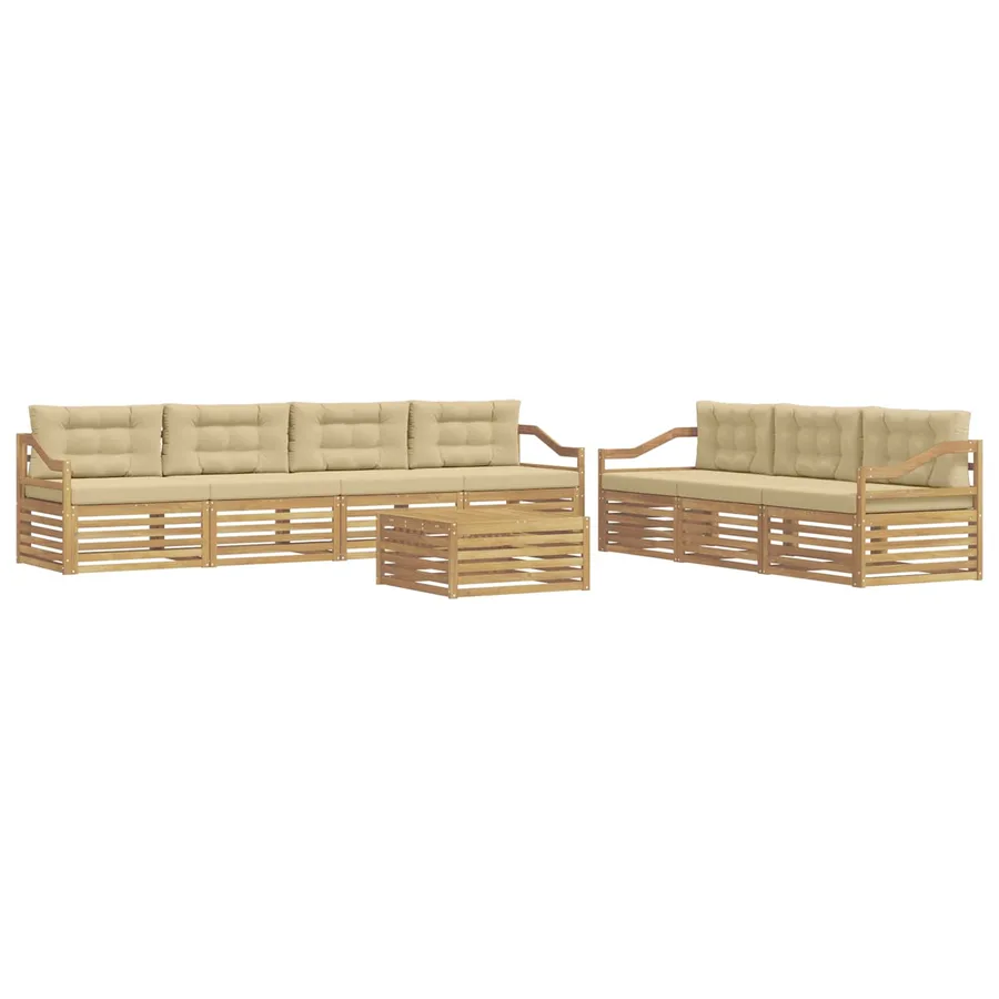 Ensemble de canapés d'extérieur 8 pc Blanc et Beige Polyester - 2