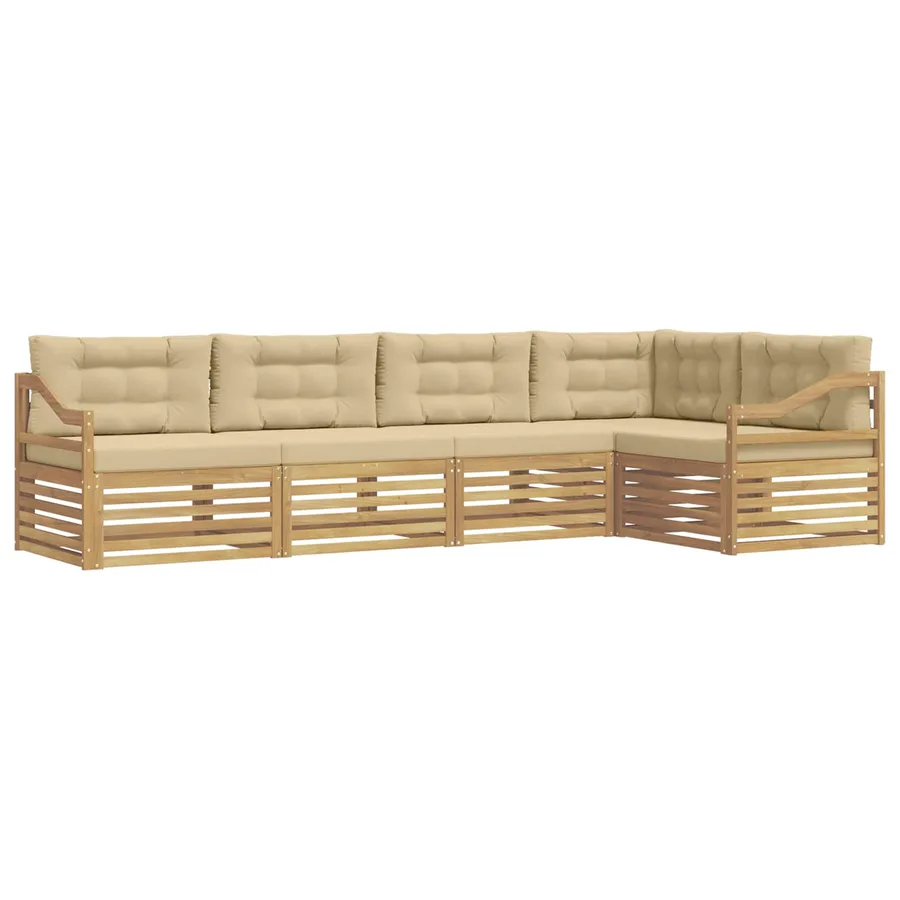 Ensemble de canapés d'extérieur 5 pc Blanc et Beige Polyester - 2
