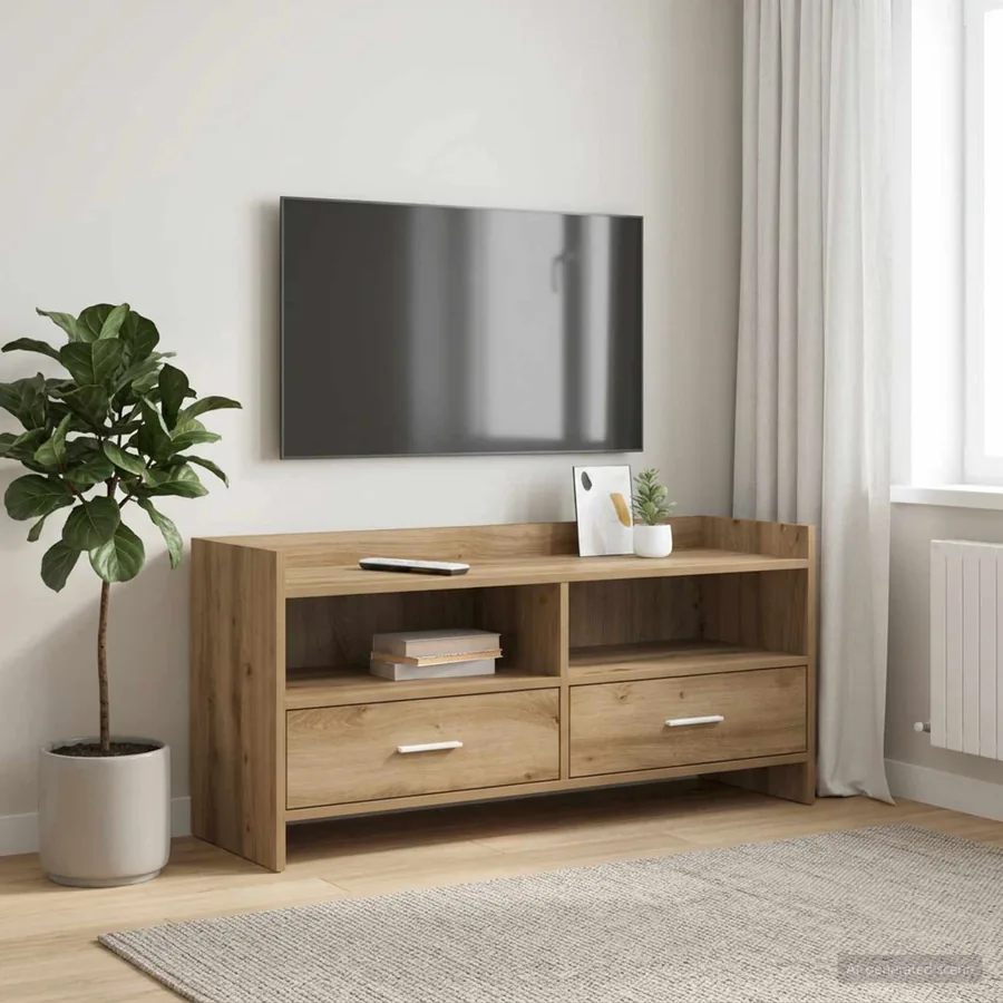 Meuble TV 100 x 33 x 47 cm Chêne artisanal Bois d'ingénierie