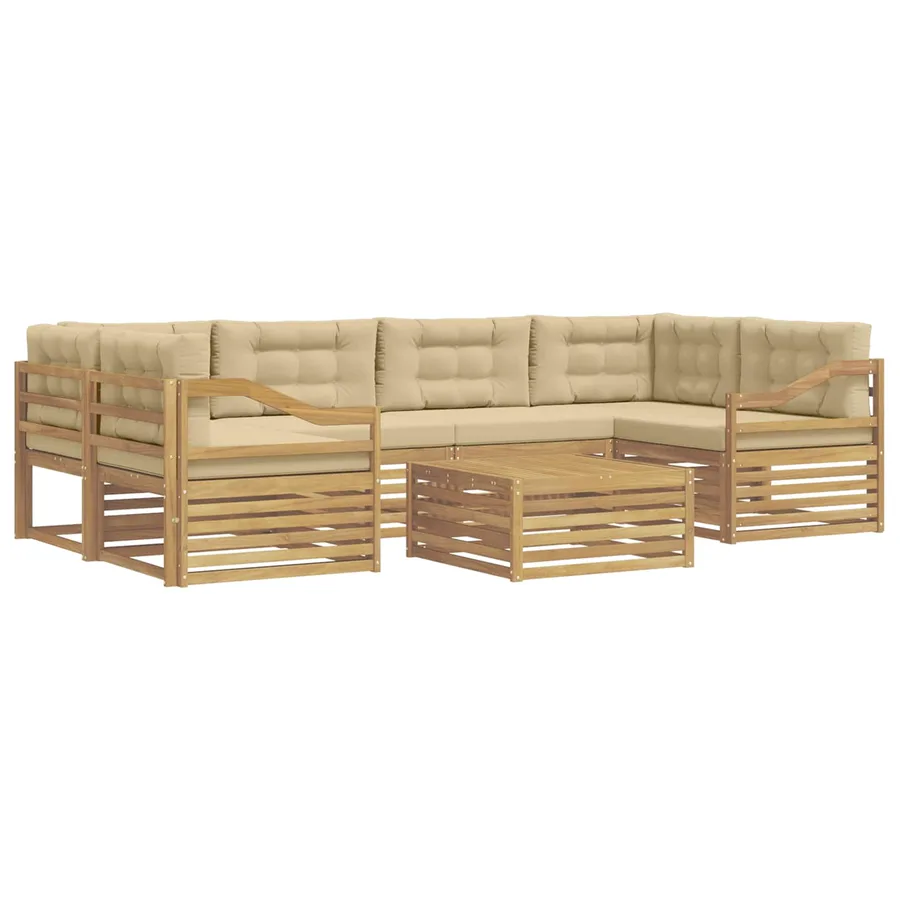 Ensemble de canapés d'extérieur 7 pc Blanc et Beige Polyester - 2