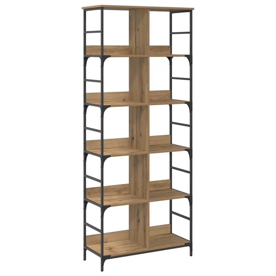 Étagère 4 niveaux 78,5 x 33 x 188,5 cm métal PB Chêne artisanal