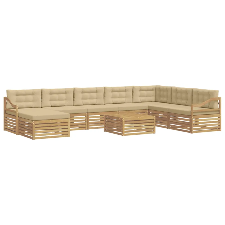 Ensemble de canapés d'extérieur 9 pc Blanc et Beige Polyester - 2